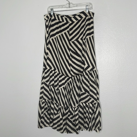 Sachin & Babi Womens Miranda Striped Slit Brown Beige Midi Skirt Size 12 New - Picture 5 of 8